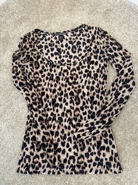 Vintage 00s Victoria's Secret Beige and Black Leopard Scoop Neck Top
